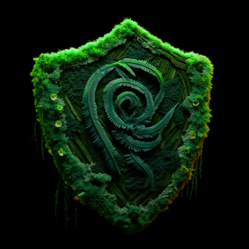 A shield woven from moss and ferns