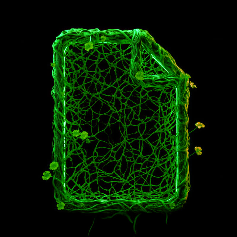 A document woven from glowing fibres